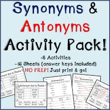 synonyms and antonyms activity pack 8