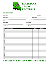 Blank Football Rosters Fill Online Printable Fillable