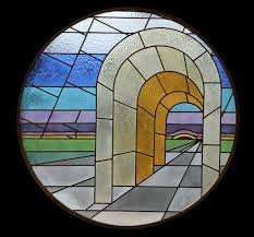 Mid Century Modern Stained Glass Window