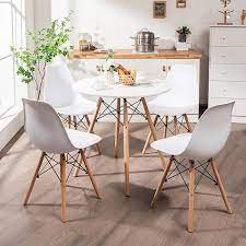 costway white dining table set modern 5