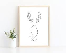 Deer Line Drawing Printable Wall Art