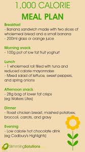 1 Day Meal Plan For A 1 000 Calorie Diet Slimming Solutions