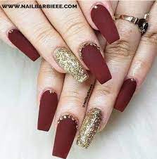 maroon matte with gold glitter and gold