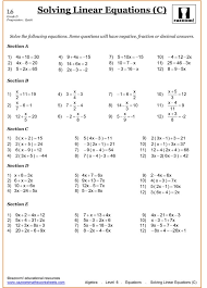 Practice Algebra Equations Worksheets