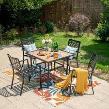 5pc Patio Set With Faux Wood Table