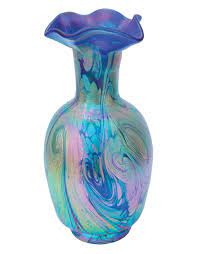 Iridescent Blue Silver Vase V15
