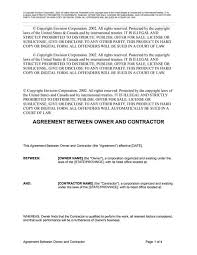 Agreement between owner and contractor ...