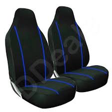 Car Seat Covers Front Black Blue Stripe