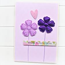 Mum Birthday Card Purple Fabric Flowers Happy Birthday Mummy Nanna