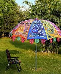 Garden Parasol Peacock Embroidered