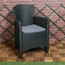 3pc cushioned black rattan outdoor