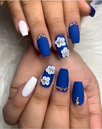 Stiletto nails are bold and daring. 34 Fabulous Blue Nail Designs 2020 Styles Art