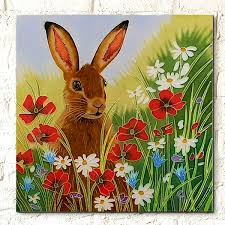 Decorative Ceramic Tile Wall Art Hare