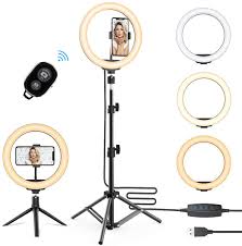 10 Led Ring Light With Tripod Stand Phone Holder For Live Stream Makeup Adjustable Sefie Circle Light For Youtube Video Live Broadcast Vlogging Compatible With Iphone Android Device Walmart Com Walmart Com