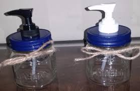 Mason Jar Soap Dispenser Blue Lid