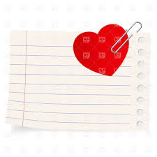 Love Letter Exercise Book Sheet With Attached Paper Heart Stock Vector Image