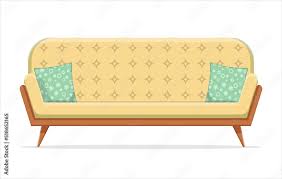 Yellow Sofa And Couch Colorful Cartoon