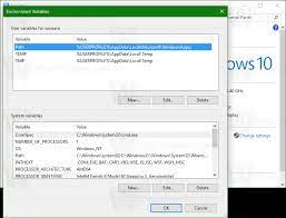 environment variables in windows 10