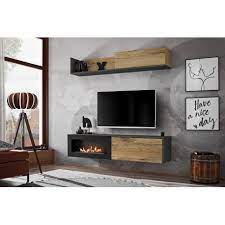 Chic Hanging Wall Unit With Fireplace