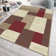modern rug geometric red brown