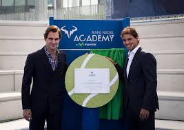 Rafa nadal academy boy's blue shorts. Rafael Nadal And Roger Federer At The Opening Ceremony Of Rafa Nadal Academy In Manacor Video Dailymotion