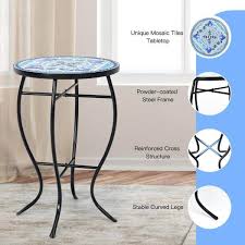 Costway Mosaic Side Table 14 In Blue