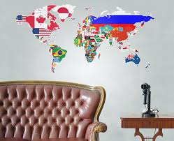 Flags Of The World Map Wall Stickers