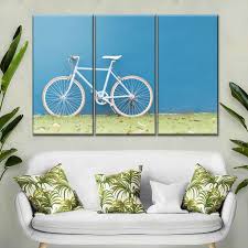 White Bicycle Multi Panel Canvas Wall Art