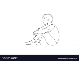 sad young boy ager sitting alone