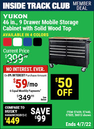 yukon 46 in 9 drawer mobile storage