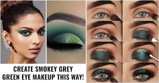 dark grey and green eye makeup tutorial