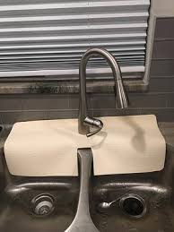 almond double sink faucet splash guard