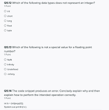 Solved Q5.12 Which of the following data types does not | Chegg.com