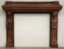 Antique Mahogany Mantel With Lion Heads
