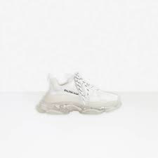 ~ balenciaga off white triple s sneakers (sporty luxe!) 635$ balenciaga white arena leather high tops sneakers size us 14, eu 47top rated seller. Triple S Clear Sole In White Balenciaga Us