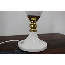 Vintage Table Lamp In Metal Milk Glass