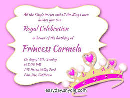 Royal Princess Birthday Invitation Wording Invitations Good Party