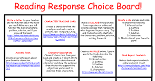 Reading Response Choice Board All In One Pdf Reading