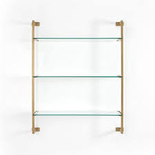 Collette Glass Shelves Brass Wall Shelf