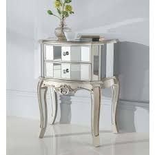 Argente mirrored two drawer bedside table. Working Well Alongside Our Shabby Chic Furniture Comes This Argente Mirrored Antique French Bedside Table