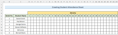 student attendance sheet in excel