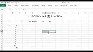 how to use dollar function in excel
