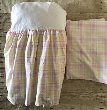 Crib Bed Skirt Plaid Pink Yellow Set