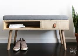 An upholstered bench is a great piece for a contemporary home: Diy Retro Upholstered Entryway Bench Diy Huntress