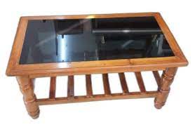 Rectangular Glass Top Wooden Center