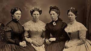 نساء العصر الفيكتوري, عائلة مكونة من أربعة أفراد, صورة الفترة صورة الخلفية  للتحميل مجانا