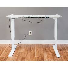 The wooden tabletop is essentially used by almost desk, because it will be strong, durable and very comfortable. Ergomax White Electric Height Adjustable Desk Frame W Dual Motor Tabletop Not Included 50 Inch Max Height Abc592wt The Home Depot