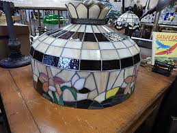 Vintage Slag Leaded Stained Glass Lamp