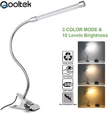 Qooltek Led Desk Lamp Clip On Light Book Reading Lights With 3 Lighting Model 10 Level Dimming For Bed Headboard Table Task Lighting Amazon Com