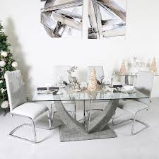 With this collection you will easily make your gray dining room ideas more stylish. Set Caspian Toughened Glass Chrome Dining Room Table And 6 Light Grey Chairs Picture Perfect Home